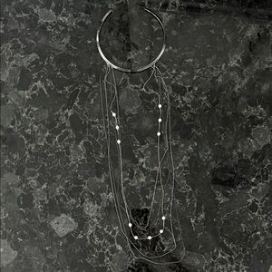 Long metallic necklace about 16” long